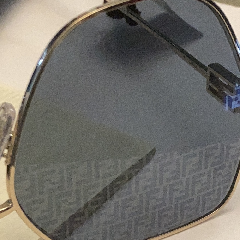 Fendi Women's Gold Frame Sunglasses with Dark Blue Lenses - Picture 16 of 16